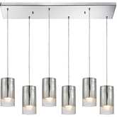 Tallula 32"W 6 Light Pendant in Polished Chrome & Clear Crackle Glass