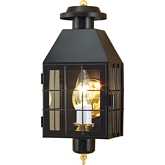 American Heritage Outdoor Wall Light in Black Metal & Glass