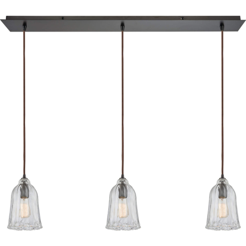 Hand Formed Glass 36"W 3 Light Ceiling Pendant Light in Oil Rubbed Bronze