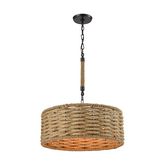 Weaverton 3 Light Chandelier in Oil Rubbed Bronze & Natural Rope