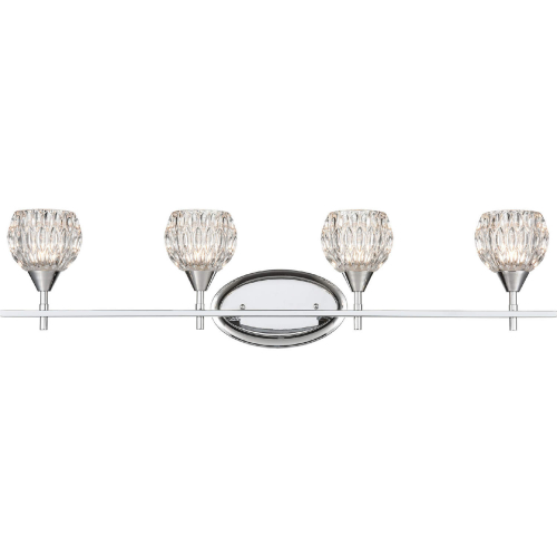 Kersey 34"W 4 Light Vanity Light in Polished Chrome & Glass