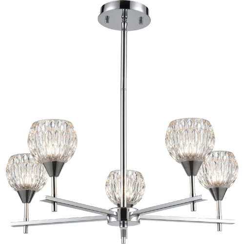 Kersey 24"W 5 Light Chandelier in Polished Chrome & Glass