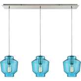 Barrel 36" Wide 3 Light Ceiling Pendant Light in Satin Nickel & Glass