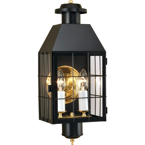 American Heritage Outdoor Wall Light in Black Metal & Glass