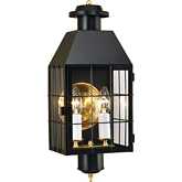 American Heritage Outdoor Wall Light in Black Metal & Glass