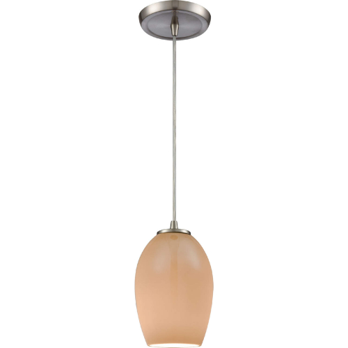 Villiska 5"W 1 Light Ceiling Pendant Light in Satin Nickel & Peach Blown Glass