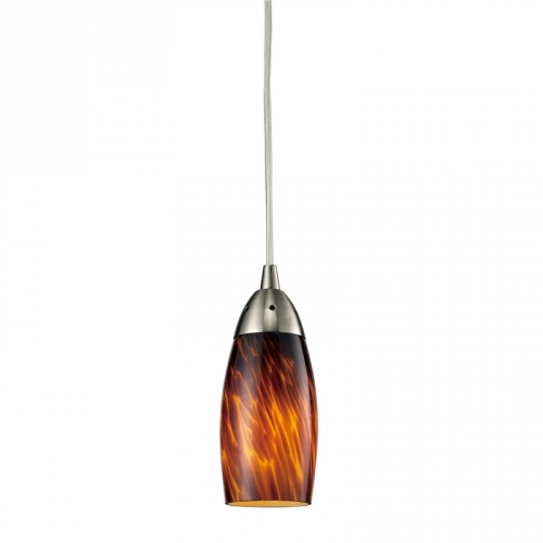 Milan 1 Light Pendant Light in Satin Nickel w/ Espresso Glass (LED)