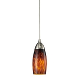 Milan 1 Light Pendant Light in Satin Nickel w/ Espresso Glass