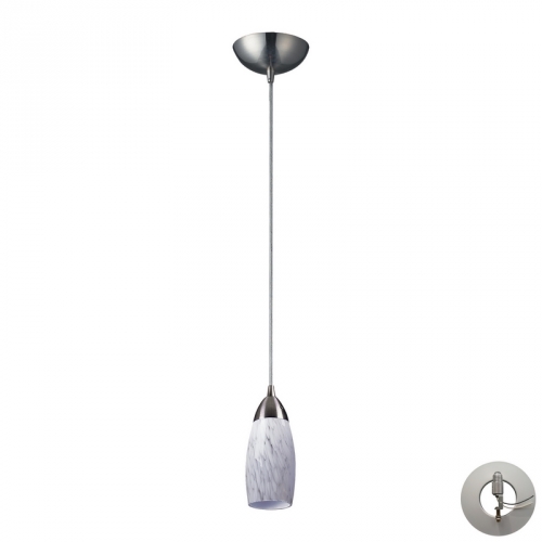 Milan 1 Light Ceiling Pendant Light in Satin Nickel & Snow White Glass