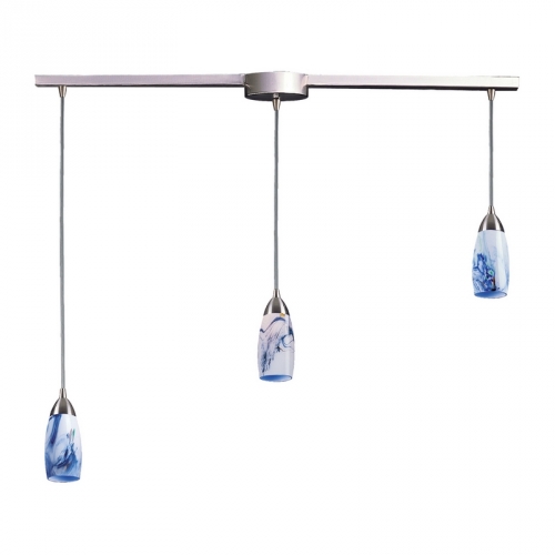 Milan 3 Light Pendant Light in Satin Nickel with Mountain Glass