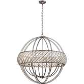 Bradington 32"W 8 Light Chandelier in Weathered Zinc & Crystals