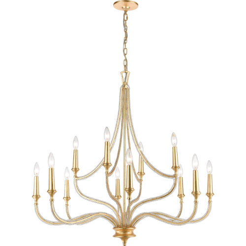 La Rochelle 38"W 12 Light Chandelier in Parisian Gold Leaf