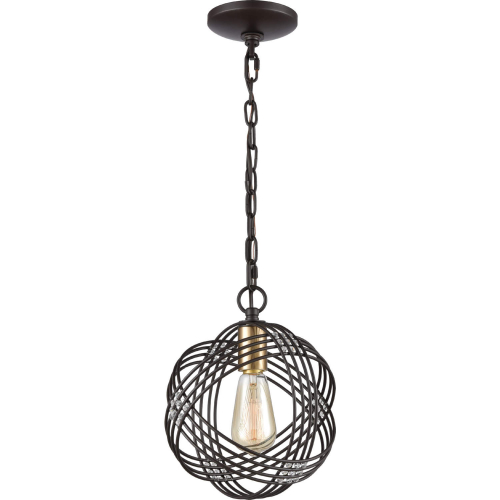 Concentric 9"W 1 Light Ceiling Pendant Light in Oil Rubbed Bronze & Satin Brass