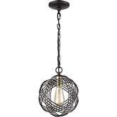 Concentric 9"W 1 Light Ceiling Pendant Light in Oil Rubbed Bronze & Satin Brass