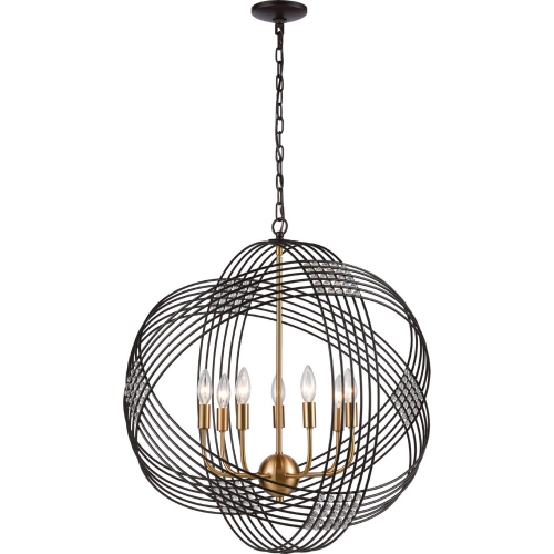 Concentric 26"W 7 Light Chandelier in Oil Rubbed Bronze & Satin Brass