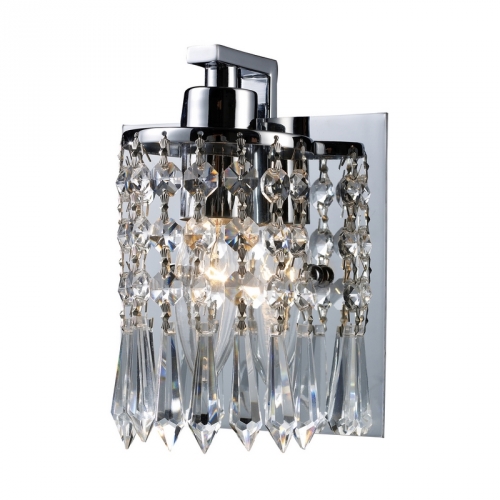 Optix 1 Light Bath Vanity Fixture in Polished Chrome w/ Crystals