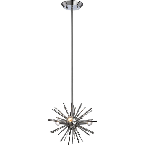 Starburst 12"W 3 Light Ceiling Pendant Light in Polished Chrome