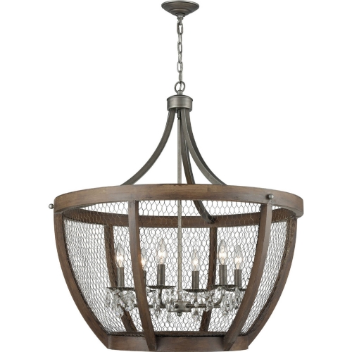 Renaissance Invention Wide Basket Pendant in Weathered Zinc
