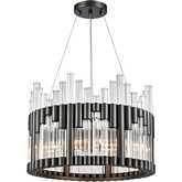 Throttle 6 Light Chandelier in Graphite Metal & Clear Glass