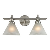 Pemberton 2 Light Bath Vanity Fixture in Brushed Nickel w/ Marbelized White Glass