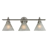 Pemberton 3 Light Bath Vanity Fixture in Brushed Nickel w/ Marbelized White Glass