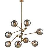 Accelerated Returns 34" Wide 8 Light Chandelier in Aged Brass & Smoke Glass