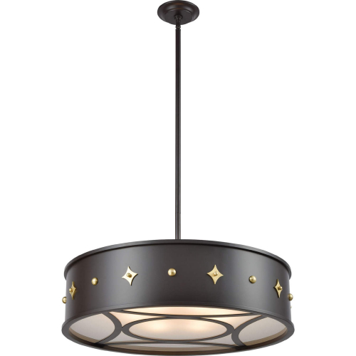 Roman 25"W 6 Light Chandelier in Oil Rubbed Bronze & Brass