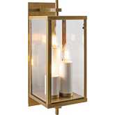 Back Bay Outdoor Wall Lights in Aged Brass & Glass