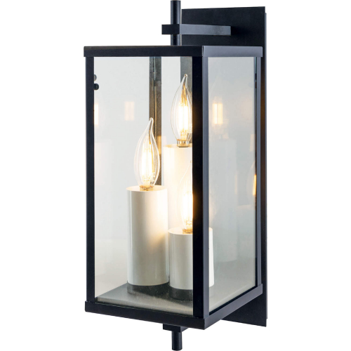 Back Bay Outdoor Wall Lights in Matte Black & Glass