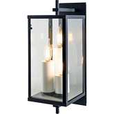 Back Bay Outdoor Wall Lights in Matte Black & Glass