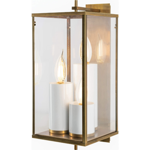 Back Bay Outdoor Wall Lights in Aged Brass & Glass