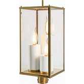 Back Bay Outdoor Post Lantern Light in Aged Brass & Glass