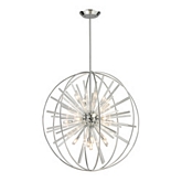 Twilight 15 Light Pendant Light in Polished Chrome w/ Striated Glass Rods