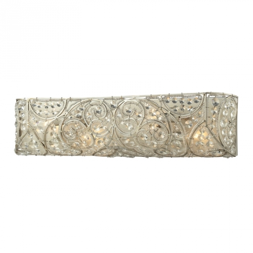 Andalusia 4 Light Bath Vanity Fixture in Aged Silver w/ Crystals