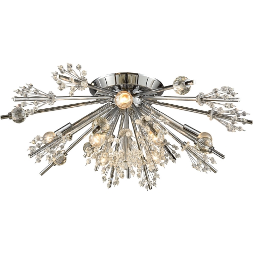 Starburst 8 Light Semi Flush Ceiling Light in Polished Chrome & Crystal