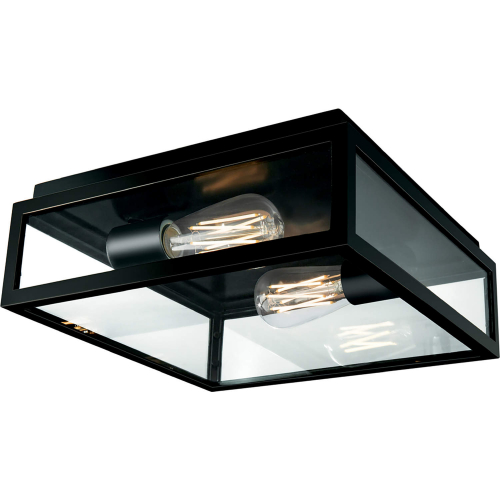 Capture Outdoor Flush Mount Ceiling Light in Matte Black & Tempered Glass