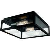 Capture Outdoor Flush Mount Ceiling Light in Matte Black & Tempered Glass