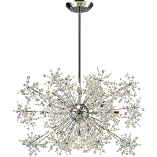 Snowburst 15 Light Chandelier in Polished Chrome & Crystals