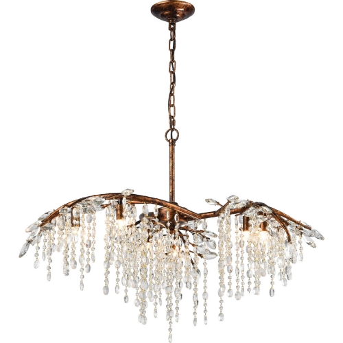 Elia 6 Light Chandelier in Spanish Bronze w/ Clear Crystals