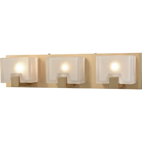 Ridgecrest 3 Light Bathroom Vanity Light in Satin Brass w/ Frosted Cast Glass