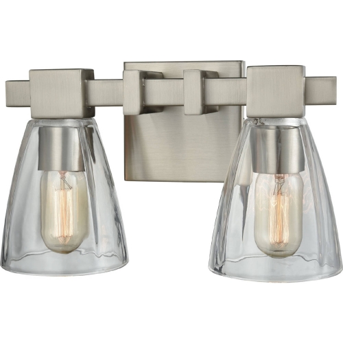 Ensley 2 Light Bathroom Vanity Light in Satin Nickel w/ Clear Glass