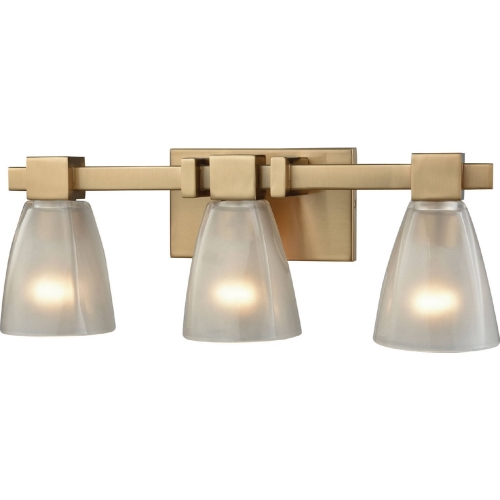 Ensley 3 Light Bathroom Vanity Light in Satin Brass w/ Frosted Glass