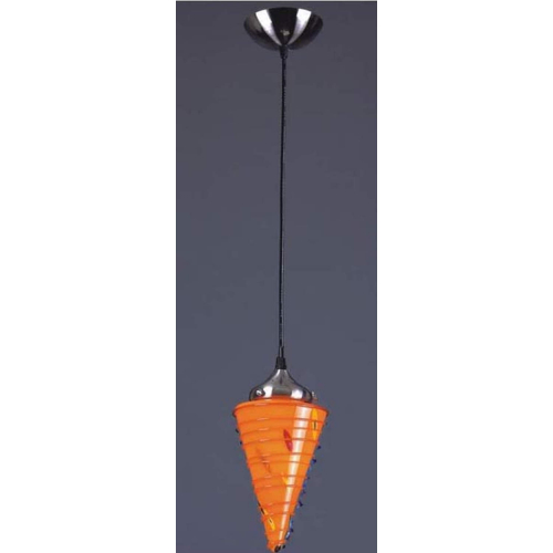 Pazzo 1 Light Ceiling Pendant Light in Metal & Wild Orange Glass