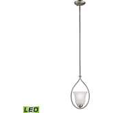 Conway 8"W 1 Light Ceiling Pendant Light in Brushed Nickel & Frosted Glass