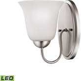 Conway 9"H 1 Light Wall Sconce in Brushed Nickel & Frosted Glass