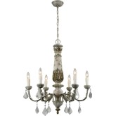 Genevieve Chandelier in Aged Cream Wood & Iron