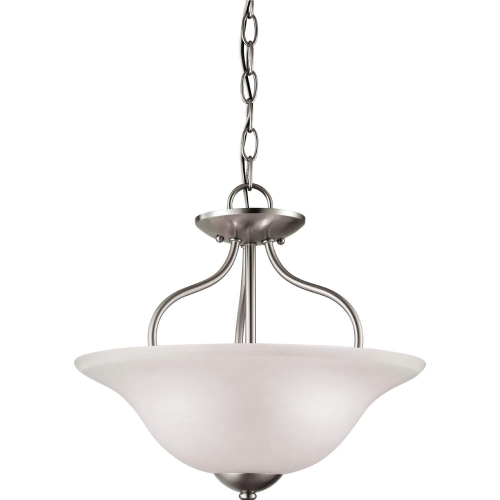 Conway 15"W 2 Light Semi Flush Mount in Brushed Nickel & White Glass