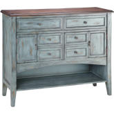 Hartford Buffet Server in Hand Painted Blue & Wood