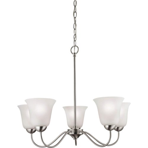 Conway 26"W 5 Light Chandelier in Brushed Nickel & Frosted Glass