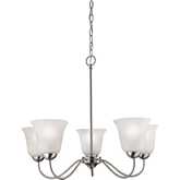 Conway 26"W 5 Light Chandelier in Brushed Nickel & Frosted Glass